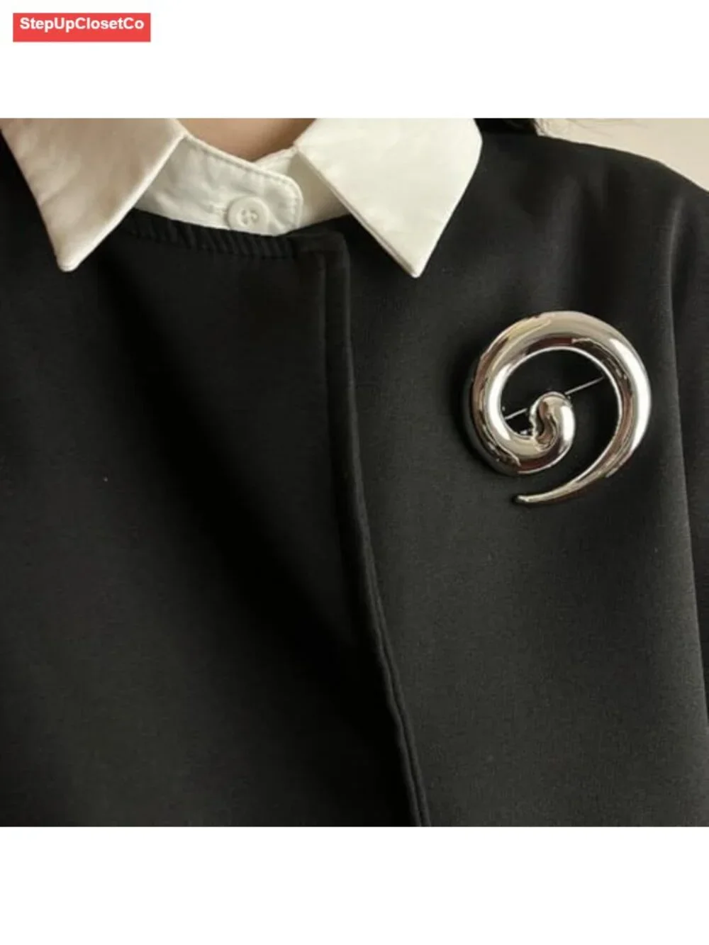 Chunky Spiral Statement Brooch Pin for Women, Minimalist Swirl Design